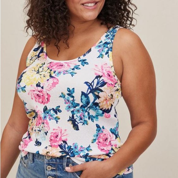 torrid Tops - Torrid Double Scoop Knit Smock Tank Size 3X Floral